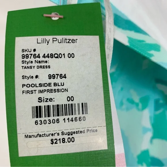 Lilly Pulitzer Tansy Mini Summer Dress Strapless Blue Green NWT Sz 00 - Picture 11 of 12